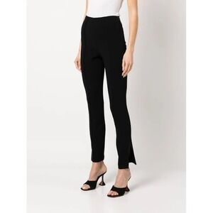 Cinq a Sept Brianne Pants 0 Black High Rise Side Slit Tailored Trousers Womens